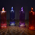 Multicolor LED Crystal Candle with swirling glitter, perfect for festive home decor.