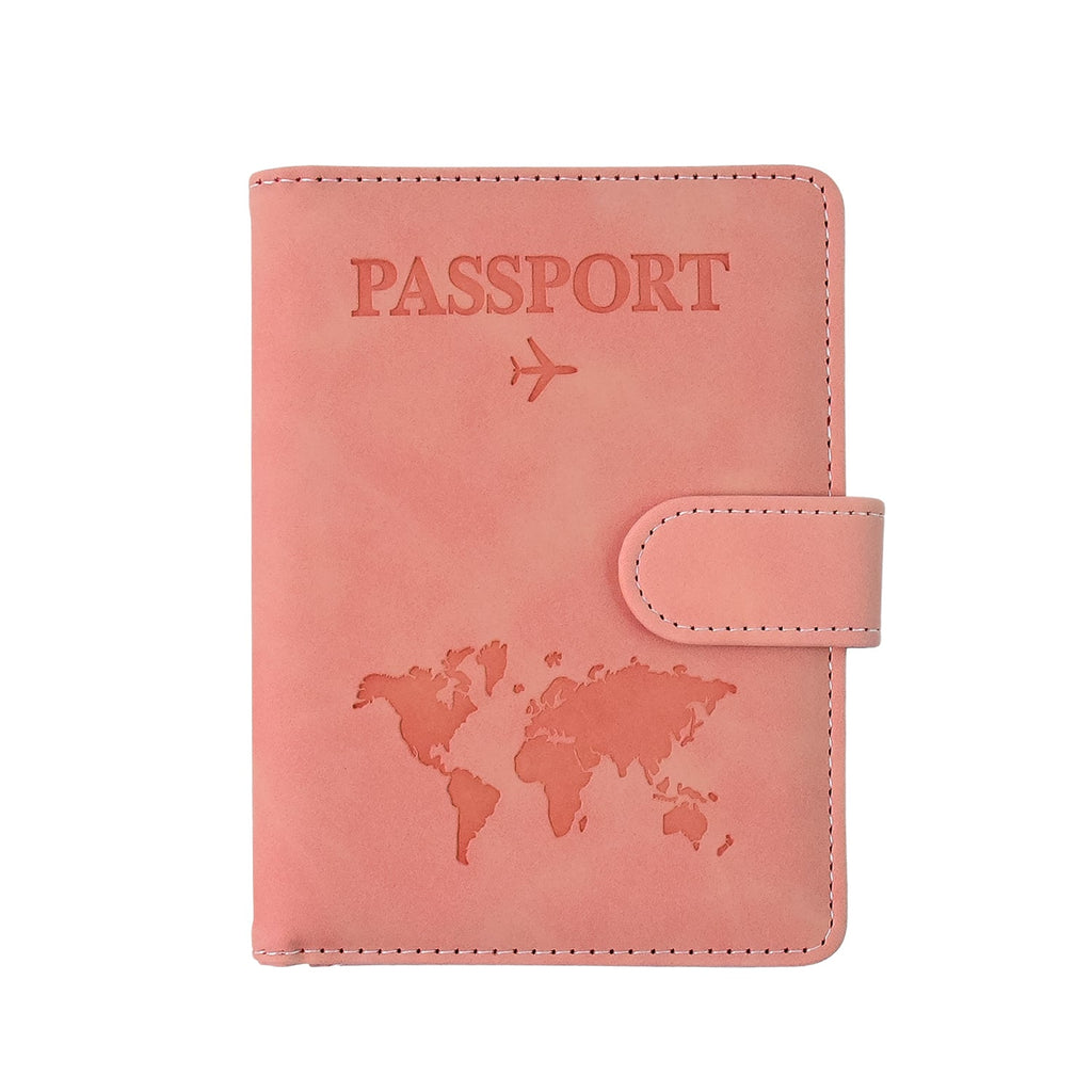 Elegant embossed world map print on travel passport wallet organizer