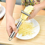 Stainless steel heavy-duty julienne cutter with peeler featuring compact design