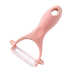 Close-up of the ultra-sharp Y-blade on the universal kitchen peeler.