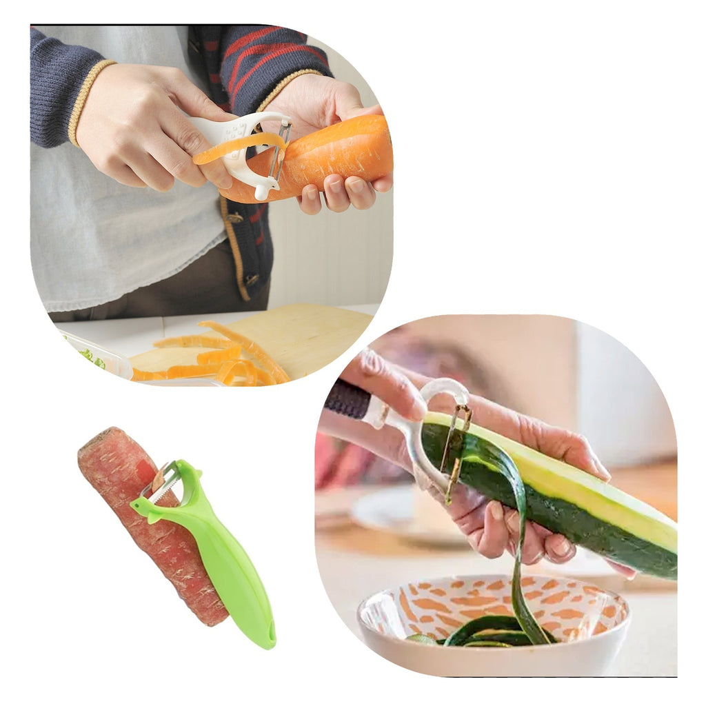 Multi-functional vegetable peeler with a comfortable handle, ready for various kitchen peeling needs.