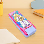 Close-up of durable hardtop cartoon pencil box for school use