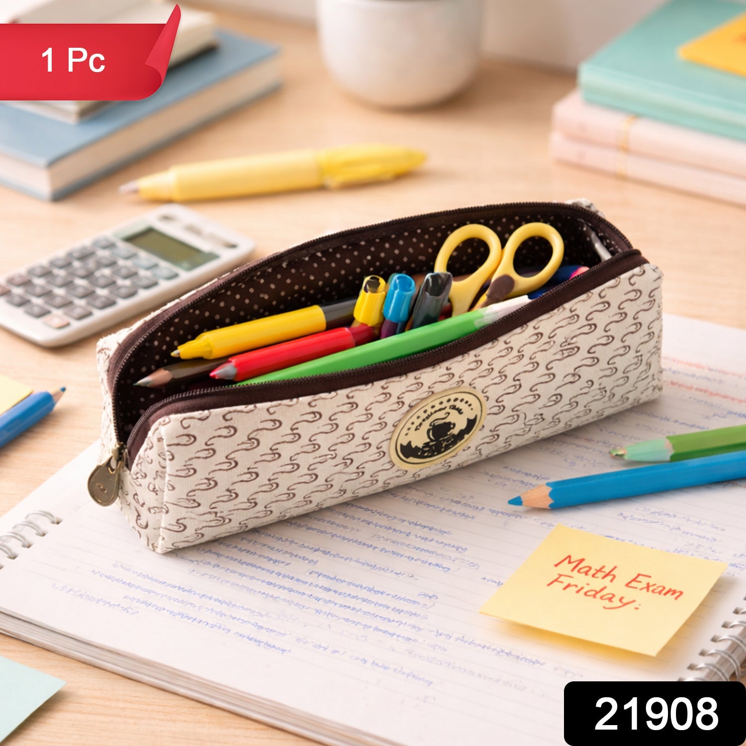 Stationery organizer case with zipper for pens, pencils, and accessories
