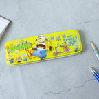 Durable metal pencil case with cartoon theme, ideal for school supplies