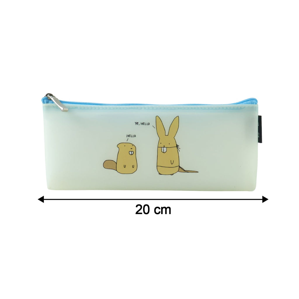 Colorful cartoon print on waterproof plastic pencil pouch for everyday use
