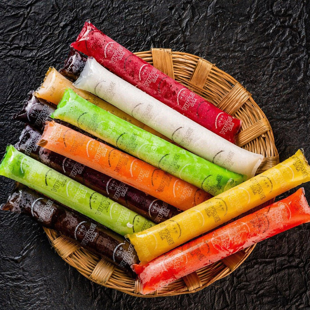 Several empty silicone ice pop molds neatly arranged on a table, ready for your creative fillings.
