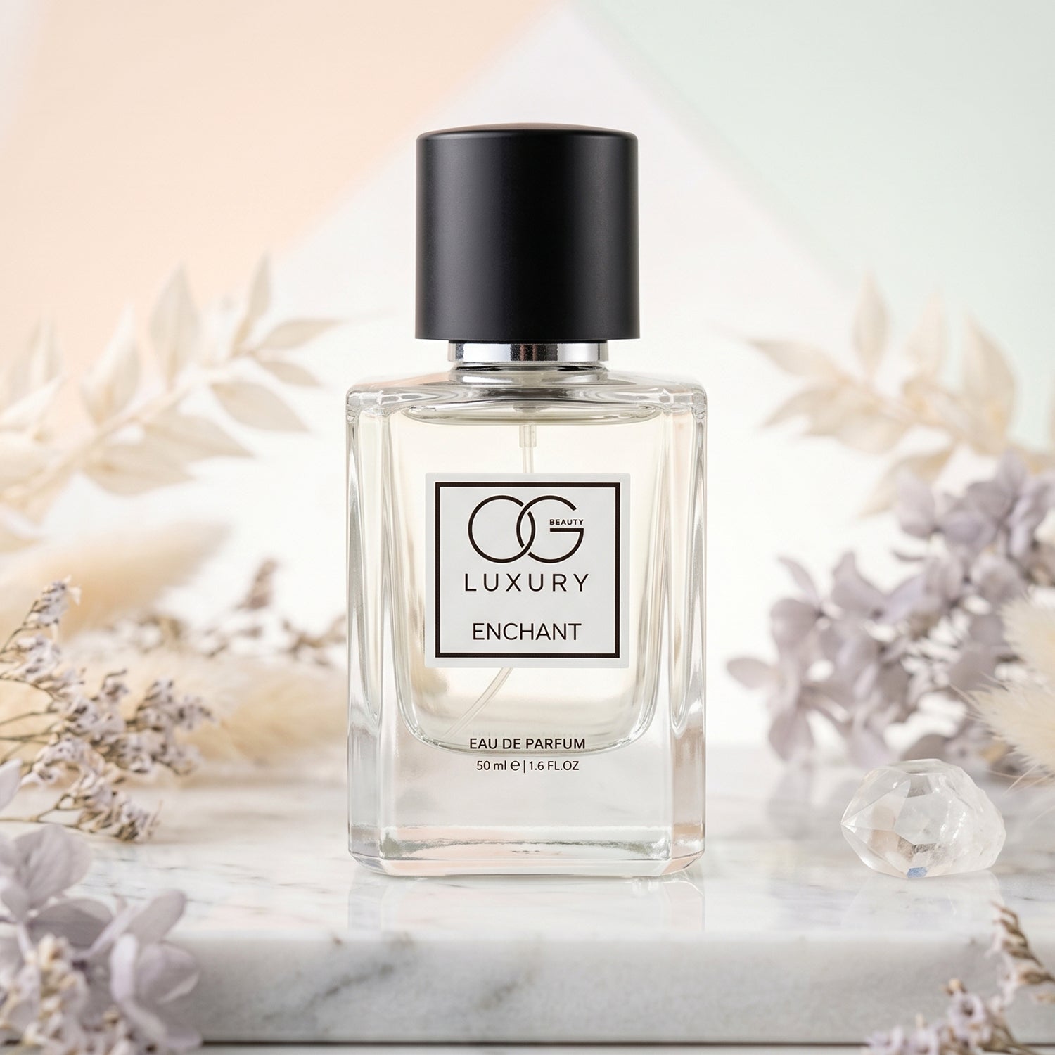Back view of Enchant Eau De Parfum bottle revealing sleek design