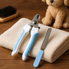 Pet nail clipper and file grooming kit with stainless steel blades