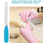 Pet grooming tool showing nail clipper and nail file for small animals