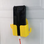 Close up of wall mount mobile holder showcasing the integrated hook