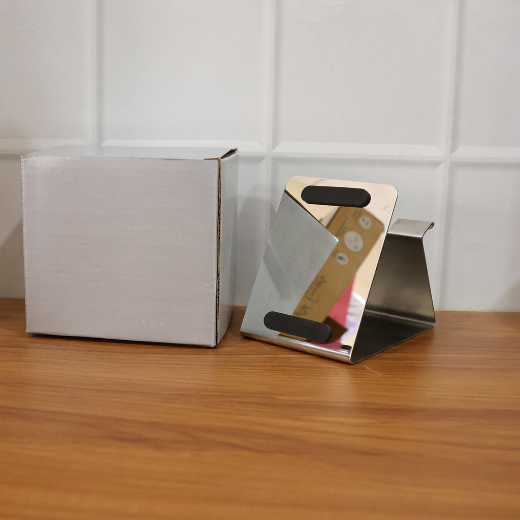 Mobile phone stand in use holding smartphone at a comfortable angle