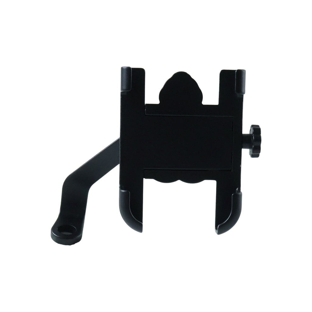 Side profile of the durable metal bike phone holder, highlighting its compact and sleek design.