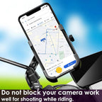 Detail of the anti-vibration mechanism within the metal bike phone holder for enhanced phone stability.