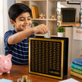 Wooden piggy bank money box with detailed carved design for kids saving money