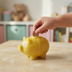 Small piggy money bank in size view