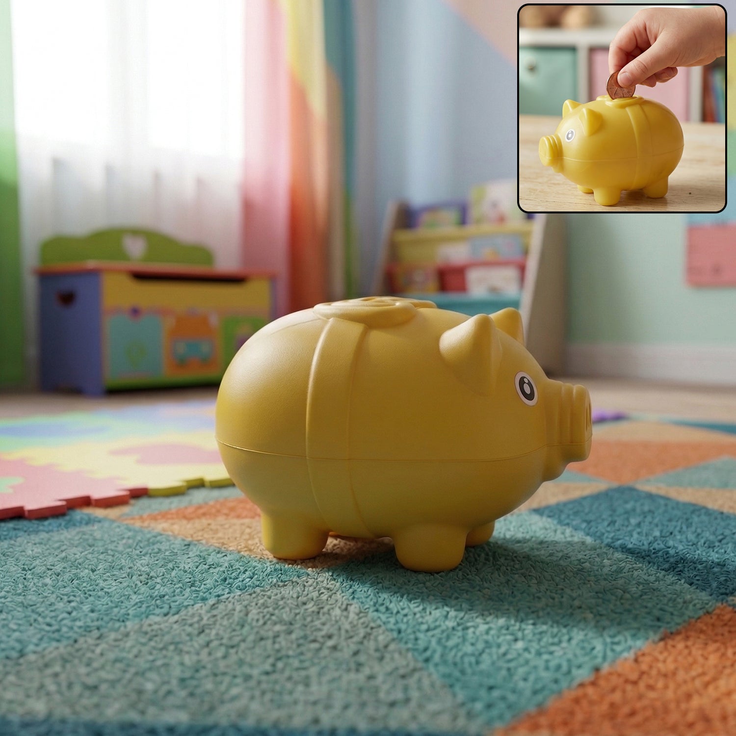 Cute pig-shaped money bank for kids with coin slot