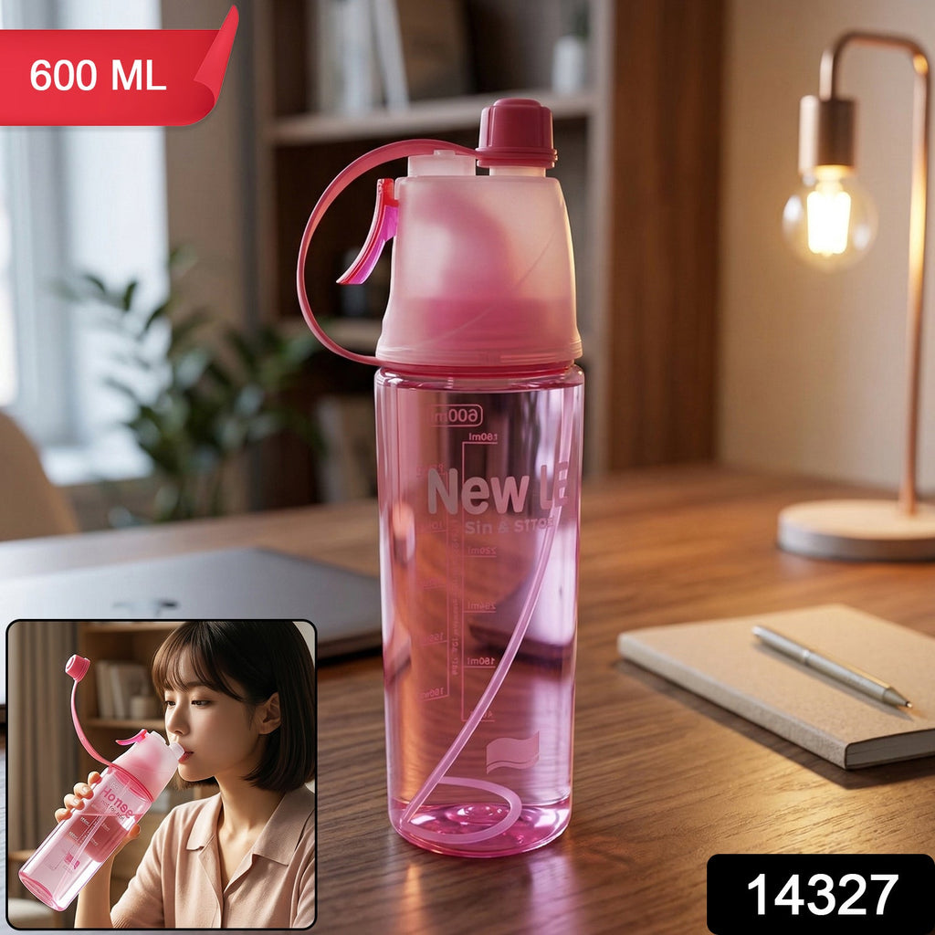Close-up of pink water bottle spray nozzle for instant cooling