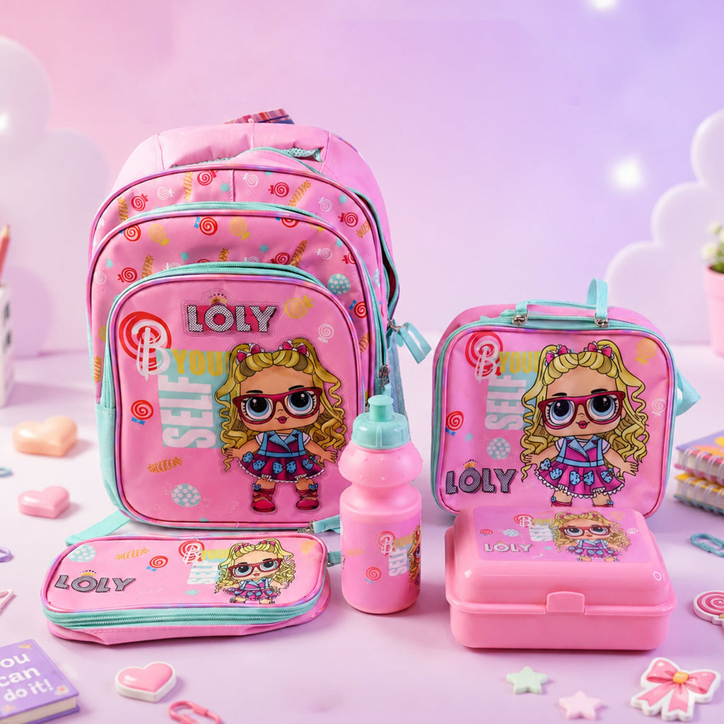 All components of the vibrant school essentials kit for children.