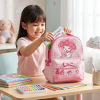 Close-up of zipper pocket on My Melody kids backpack