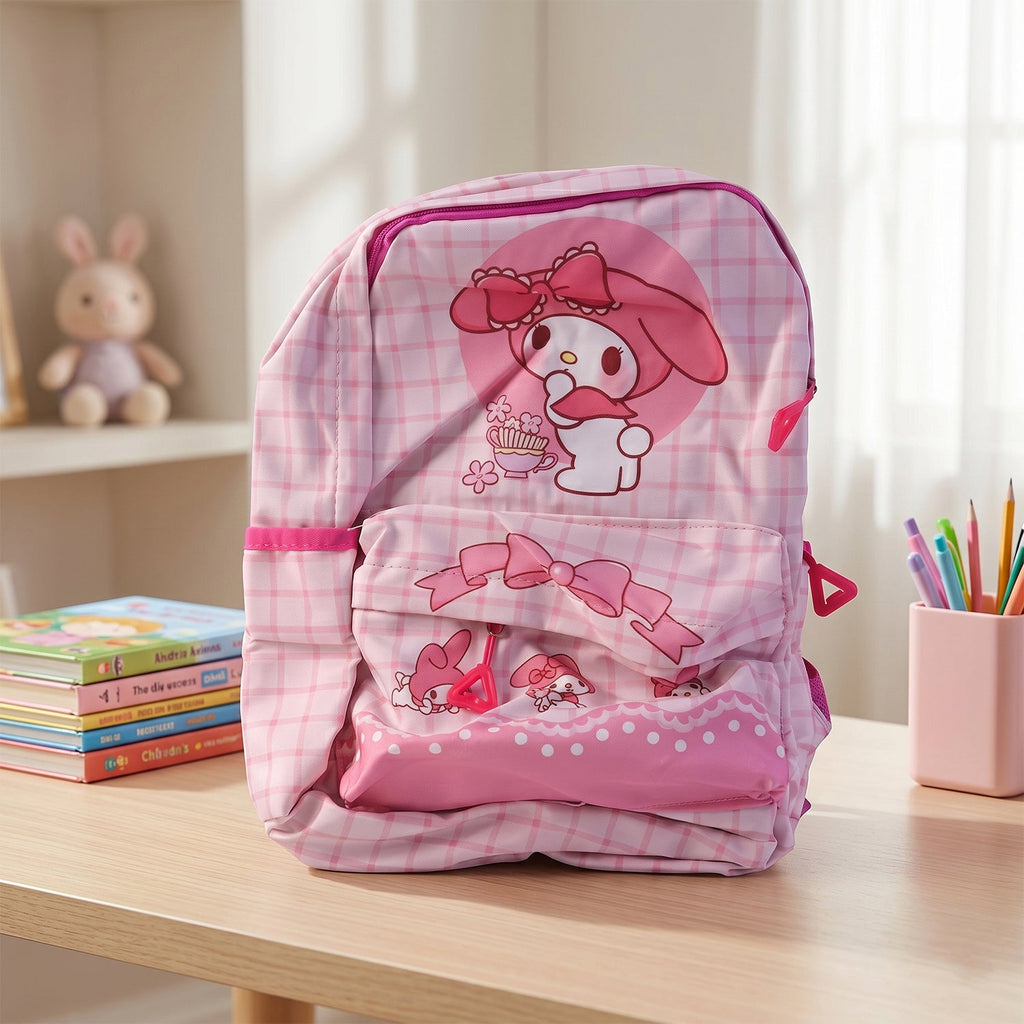 Kids backpack in real-life setting with My Melody design