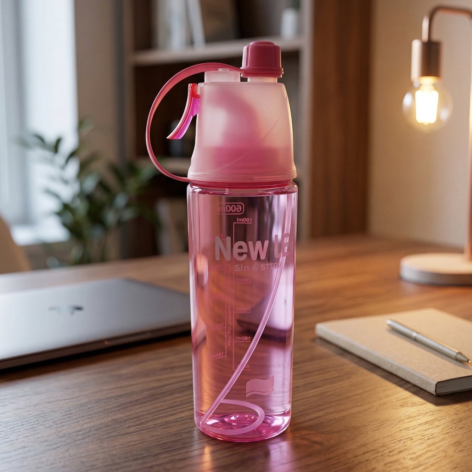 Demonstration of mist spray function on sports water bottle