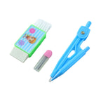 Kids geometry compass box containing compass and drawing tools