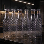 Set of transparent water bottles, perfect for kitchen and dining