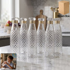 Elegant textured design water bottle set, 1000ml capacity, ideal for daily use