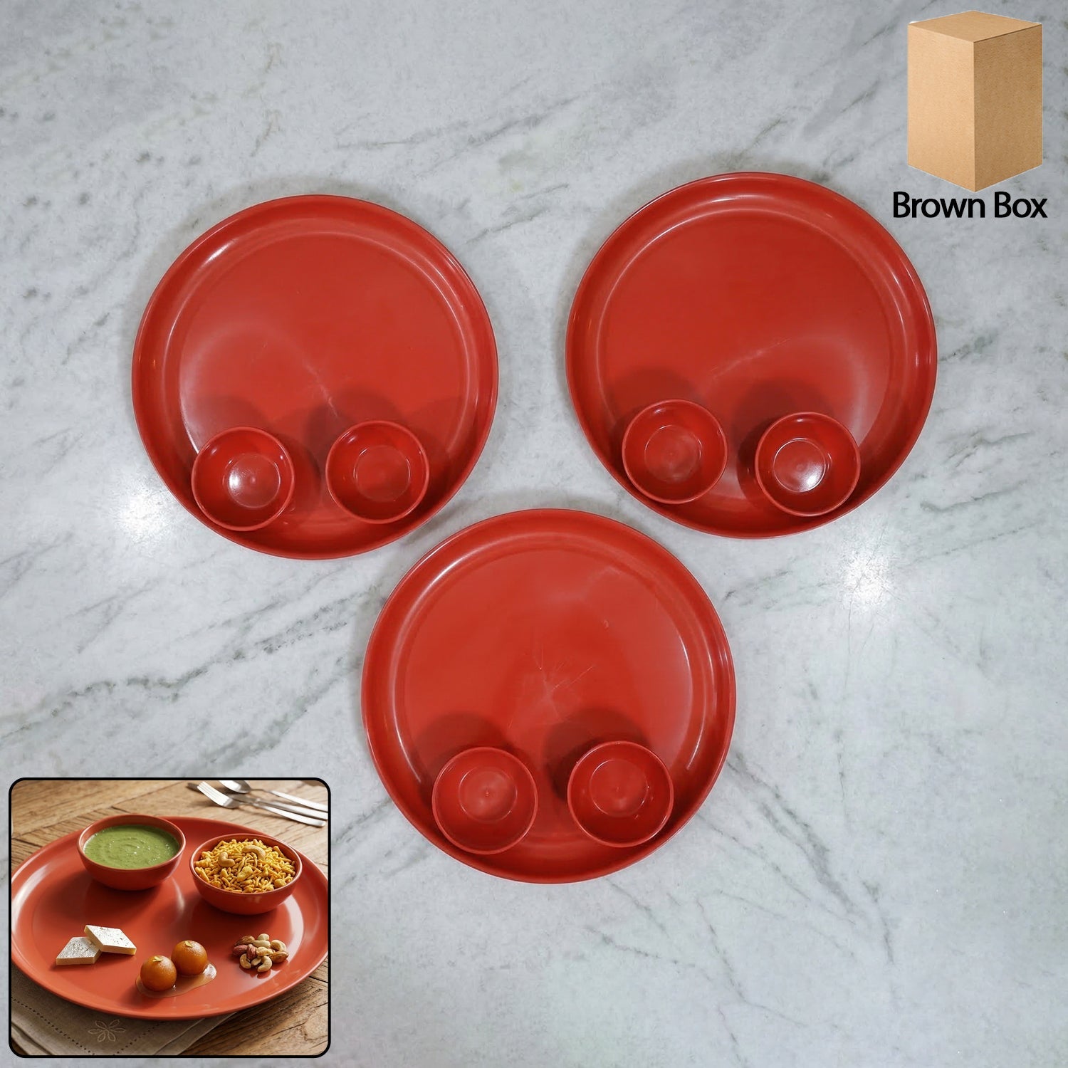 Multi-color serving plate and bowl set ideal for daily use