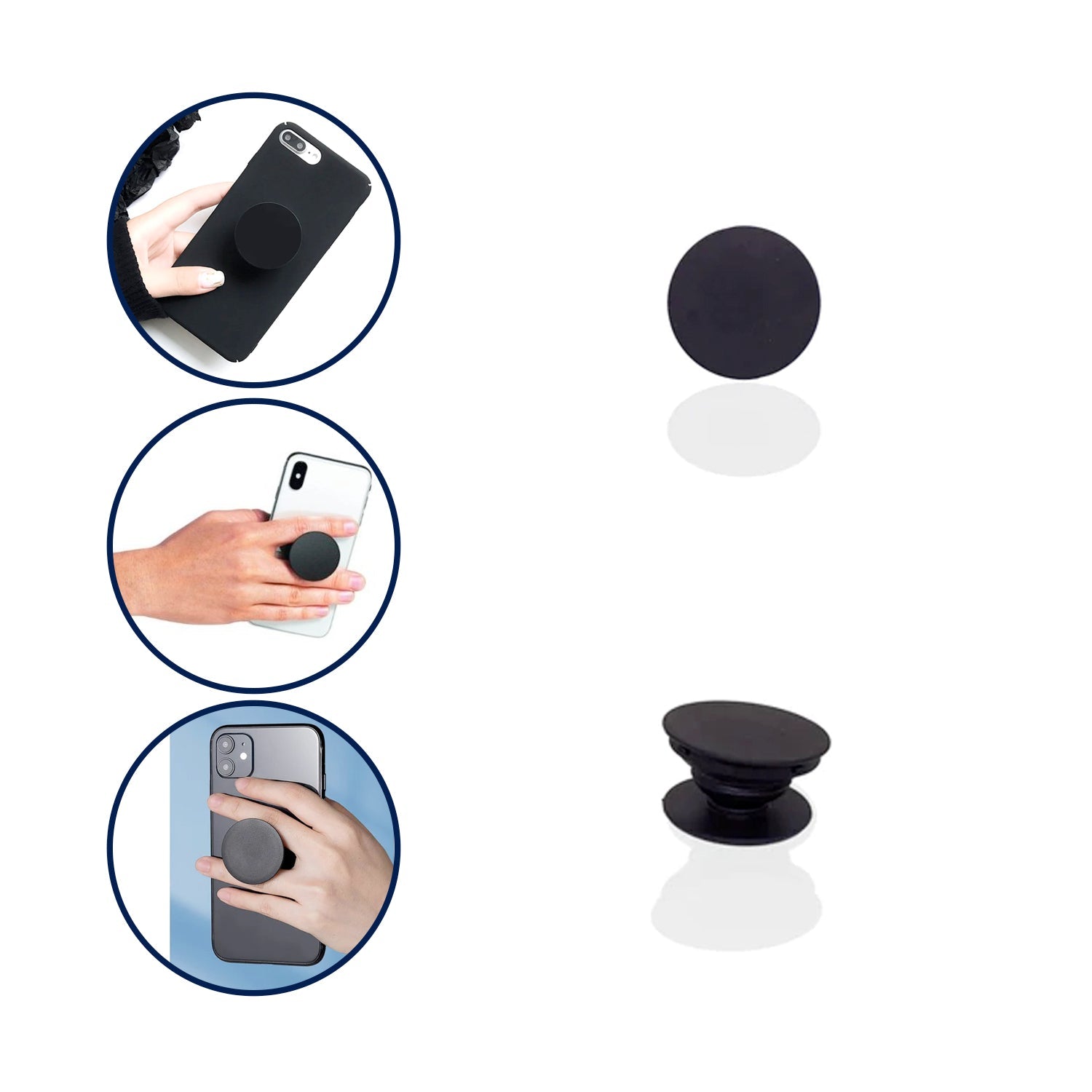 Close-up view of a mobile pop socket providing a comfortable and secure hold.