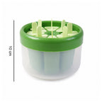 Size comparison of plastic ice candy popsicle maker showing 10 cm length