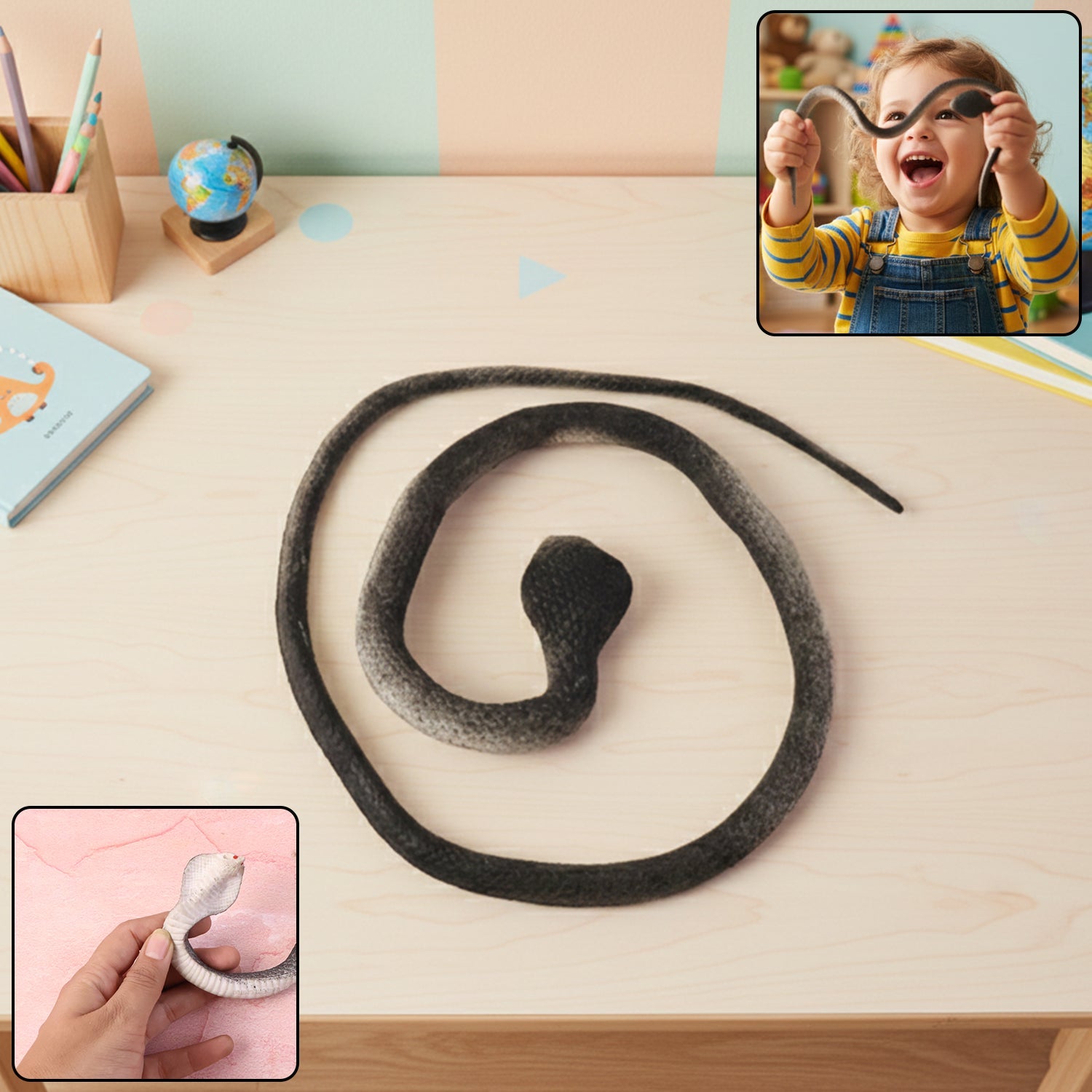 Realistic dummy snake toy with detailed scale texture for kids pranks