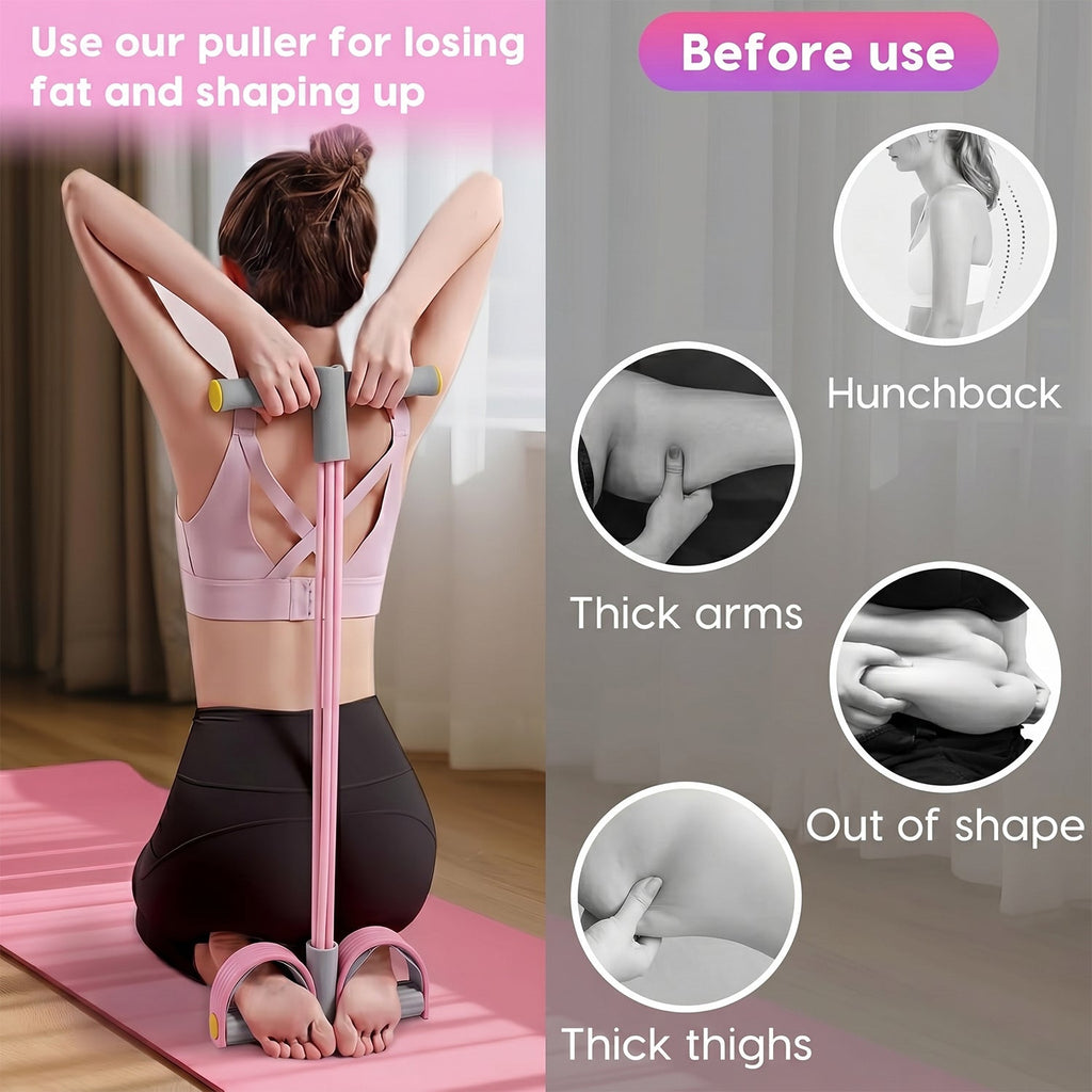 Close-up of pull rope resistance exerciser handle and pedal