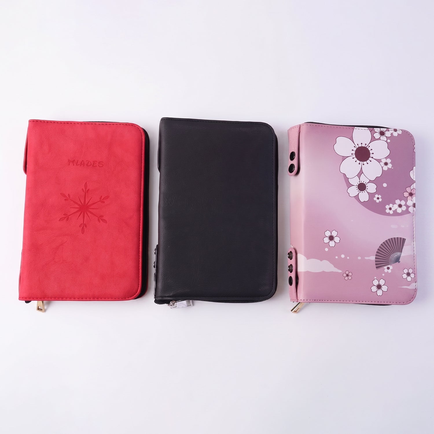 Travel makeup bag with secure zipper closure and elegant design