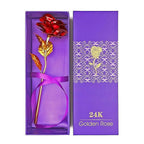 Artistic display of a 24K gold-plated artificial rose as a luxury decorative item