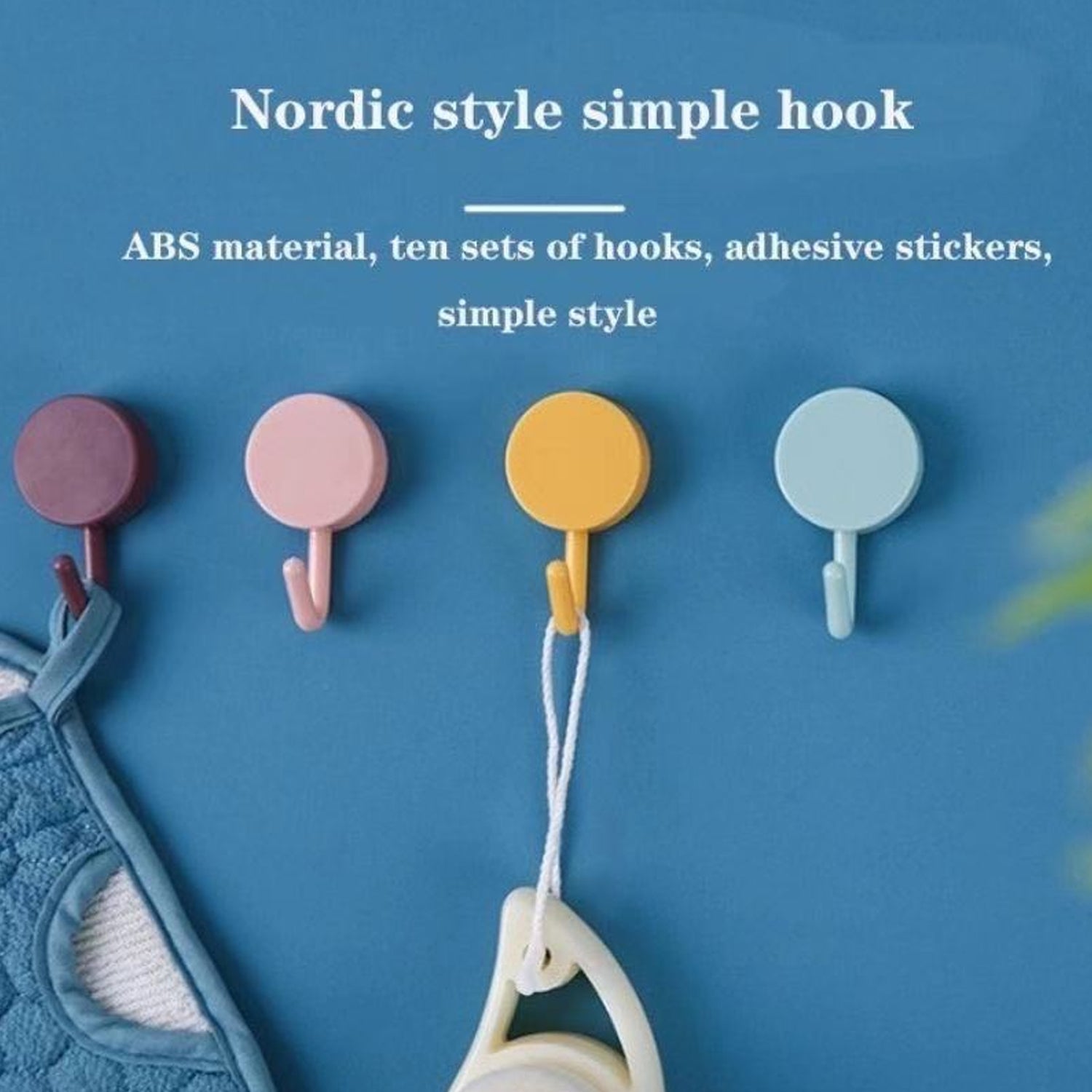 Installation of waterproof adhesive wall hooks on tile surface