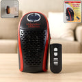 Front view of 400W wall plug room heater with black and red finish