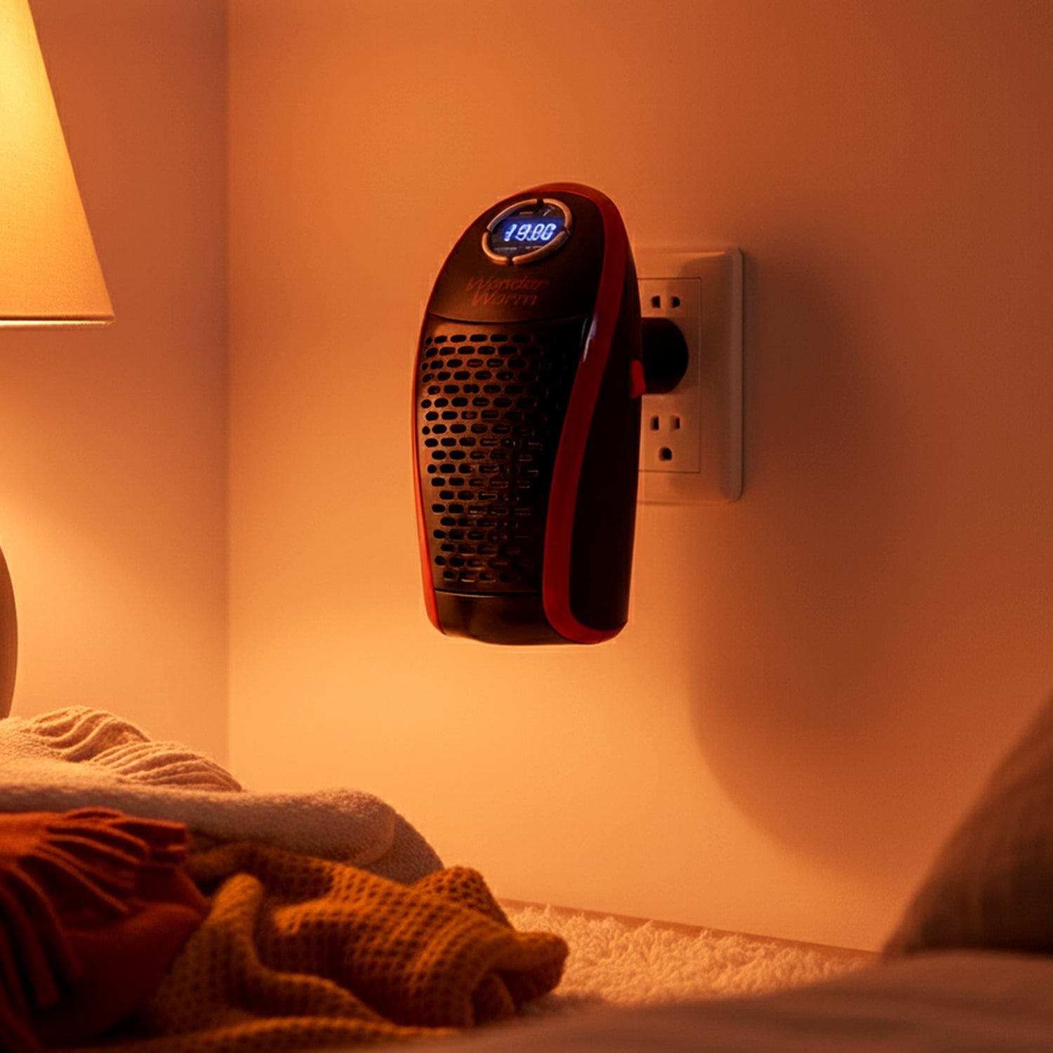 Portable 400W room heater unit placed neatly on table