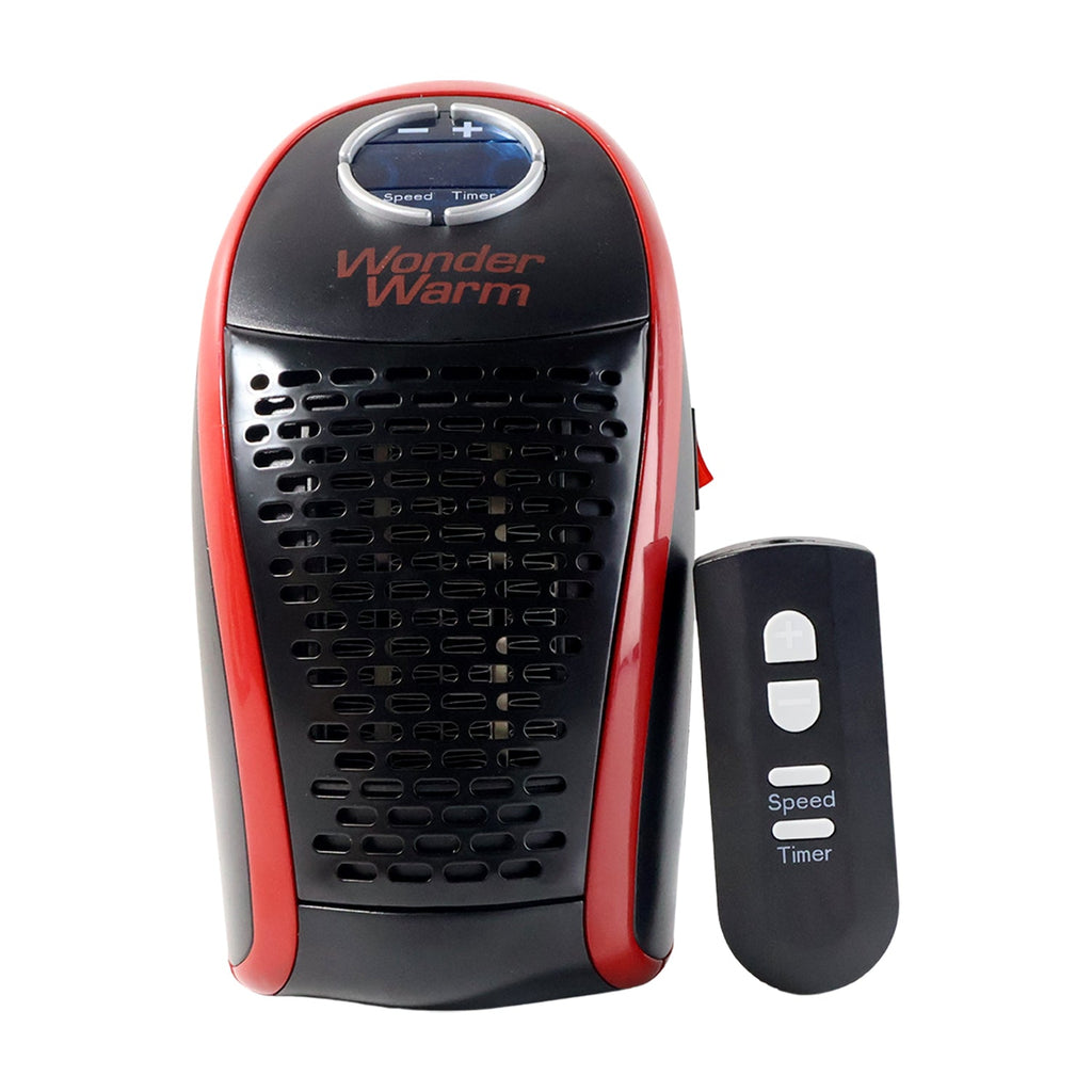 Compact 400W plug-in space heater in a living room setting