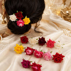 Detailed view of a single bright flower hair pin, showcasing its intricate design.
