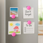 Round Fridge Magnets displayed with their scratch-safe backing, ready for use.