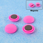 Various Round Fridge Magnets arranged neatly, demonstrating their compact size and strong hold.