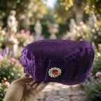 Lightweight velvet boys cap from front angle