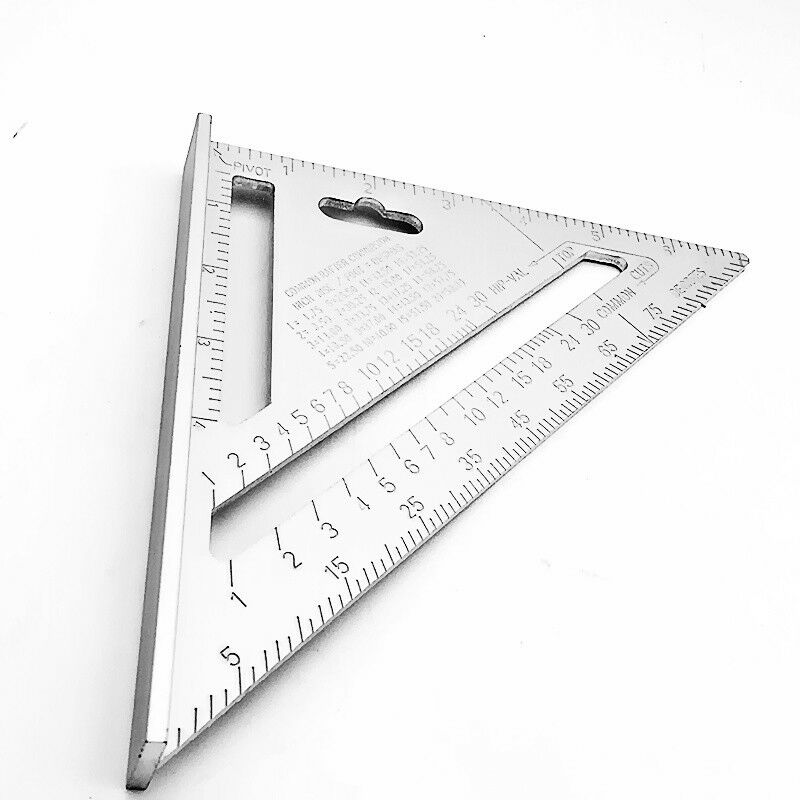 Detailed view of the BoltForce Rafter Square's scales, ideal for accurate woodworking.