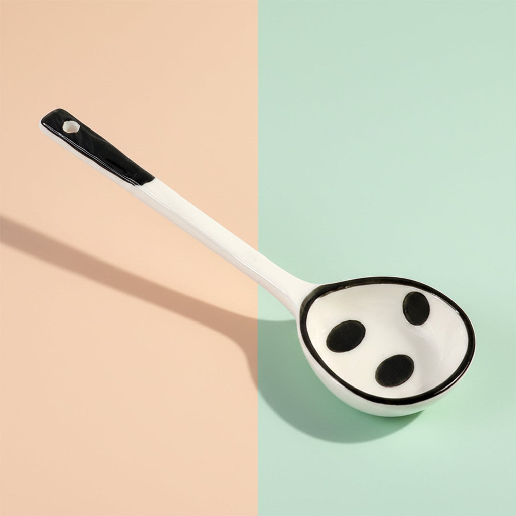 Soup ladle 17cm with ergonomic non-slip handle in modern kitchen setting