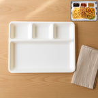 White 4-compartment serving tray for organized meals.