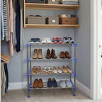 Close-up of stainless steel structure of shoe rack organizer
