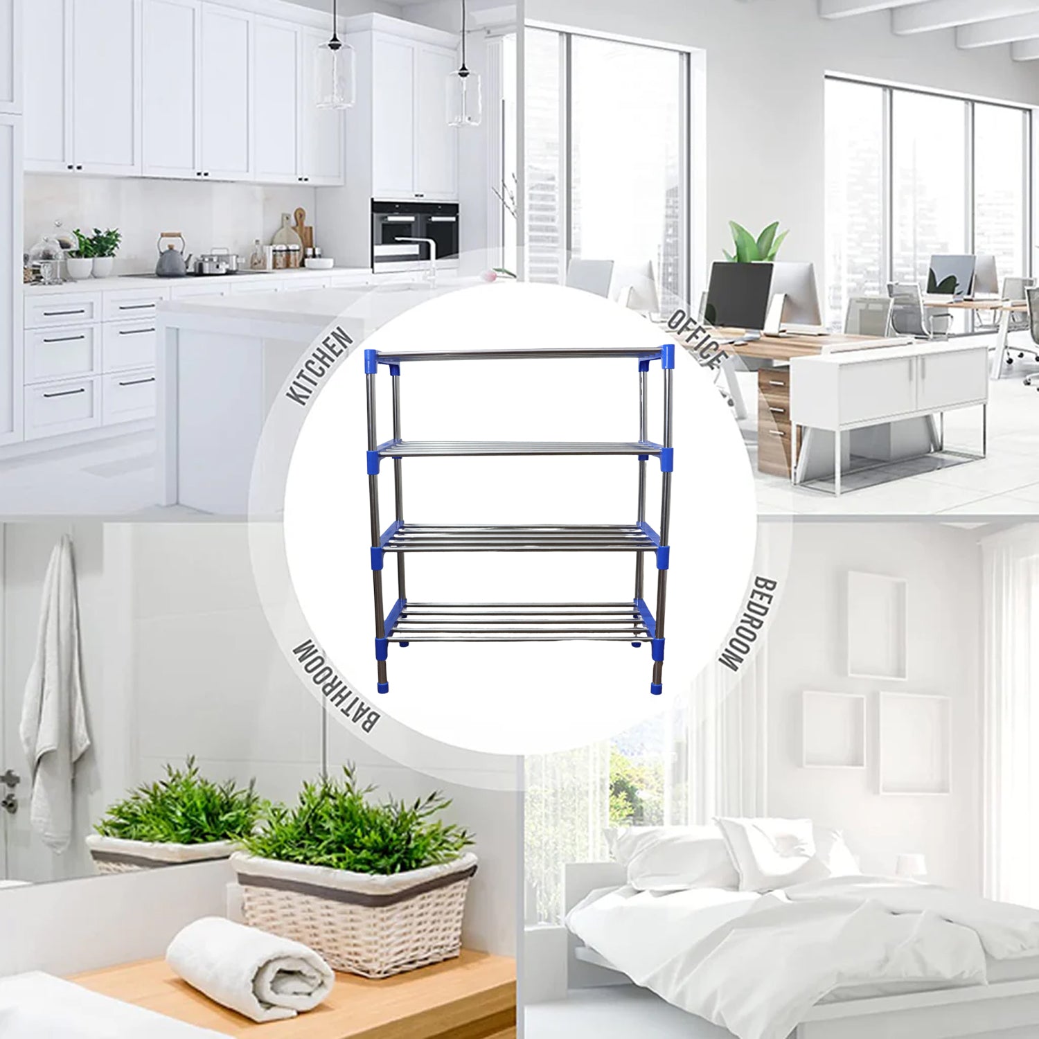 Durable metal 4-tier shoe rack organizer in modern design