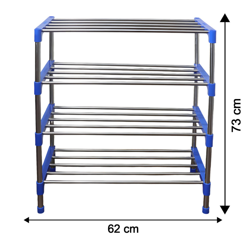 Size illustration of compact 4-layer shoe rack for space saving