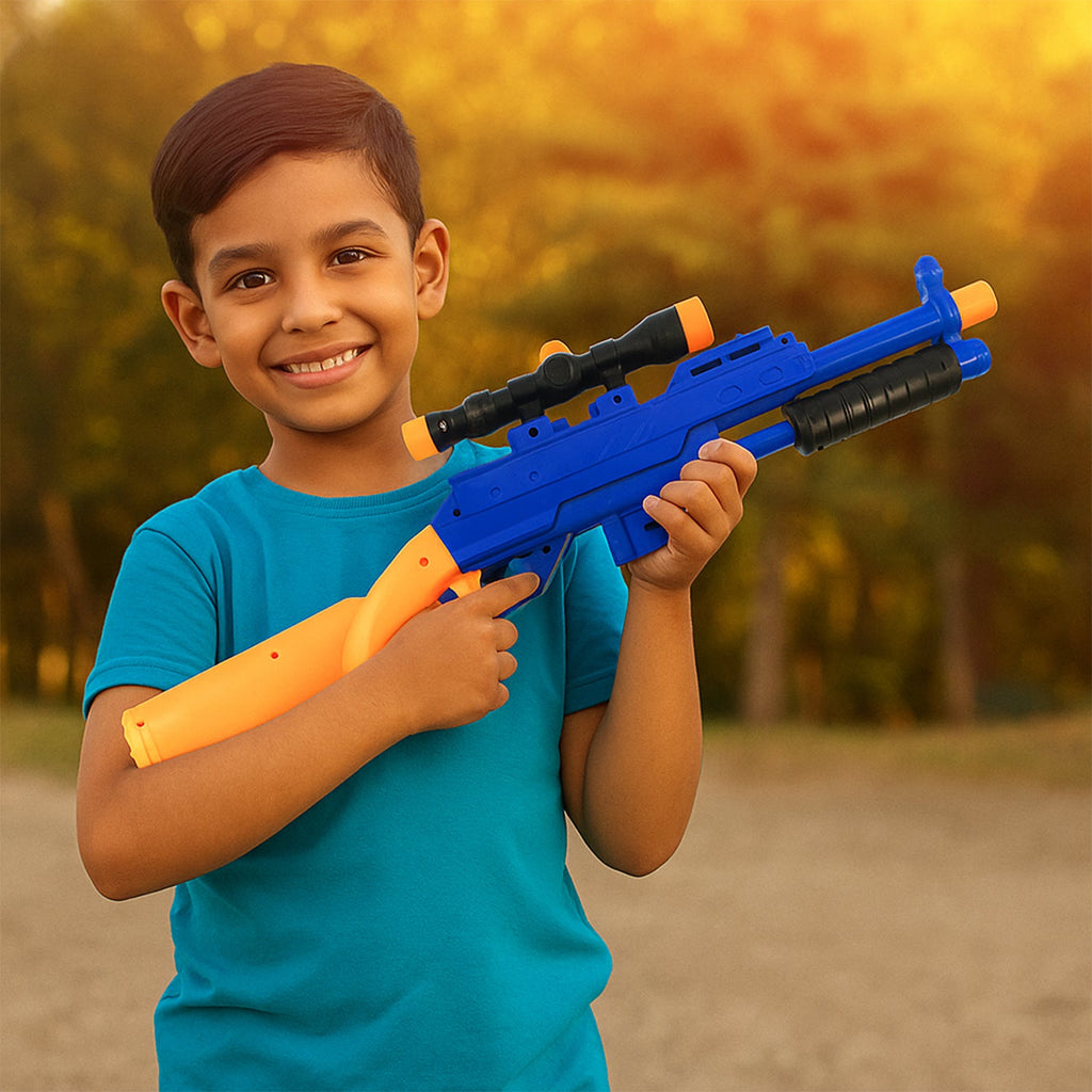 Kids soft foam bullet toy gun with manual pump-action mechanism